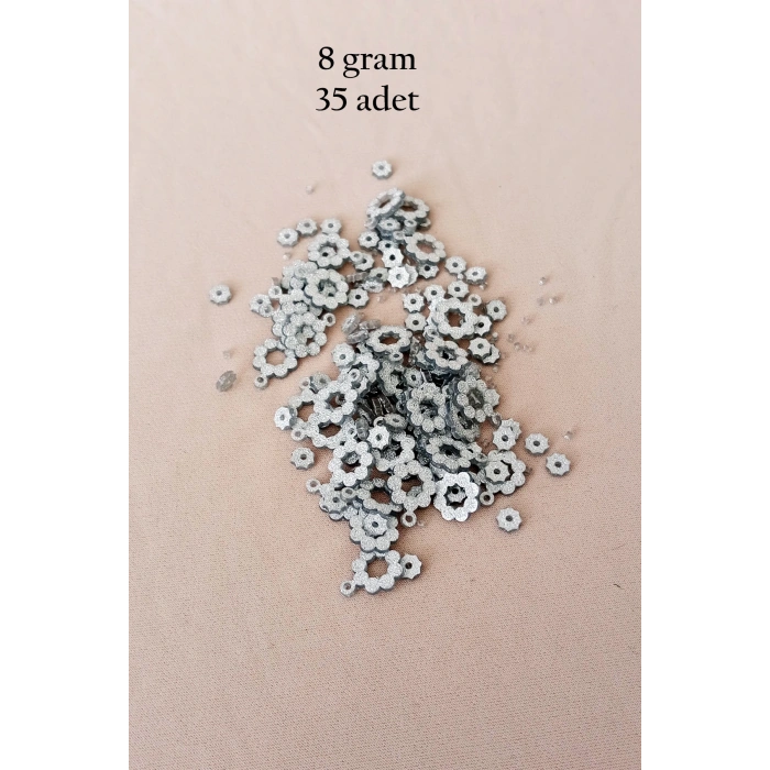 Oya Abiye Bileklik Kolye Pleksi Metalik Plastik Pul Gümüş Renk 8 gram 35 adet - BNC501