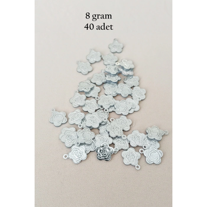 Oya Abiye Bileklik Kolye Pleksi Metalik Plastik Pul Gümüş Renk 8 gram 40 adet - BNC524