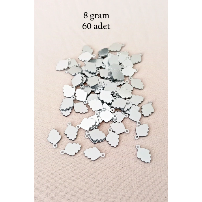 Oya Abiye Bileklik Kolye Pleksi Metalik Plastik Pul Gümüş Renk 8 gram 60 adet - BNC504