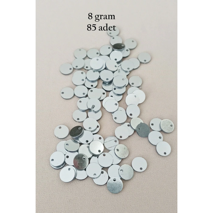 Oya Abiye Bileklik Kolye Pleksi Metalik Plastik Pul Gümüş Renk 8 gram 85 adet - BNC523