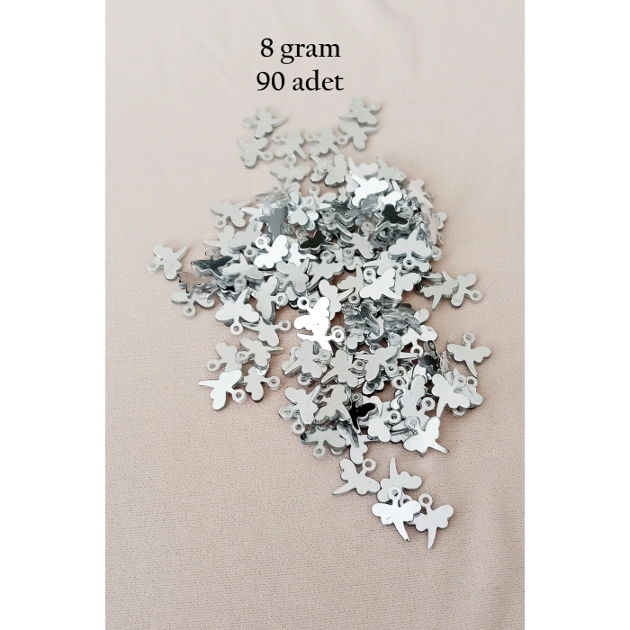Oya Abiye Bileklik Kolye Pleksi Metalik Plastik Pul Gümüş Renk 8 gram 90 adet - BNC503
