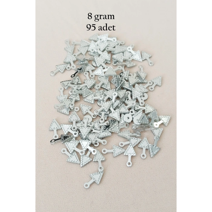 Oya Abiye Bileklik Kolye Pleksi Metalik Plastik Pul Gümüş Renk 8 gram 95 adet - BNC505