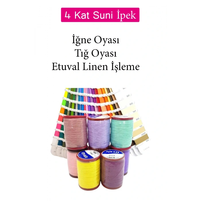 Oyalı 4 Kat Suni İpek İplik İğne Oyası Boncuk İpi Tığ Oyası No:744