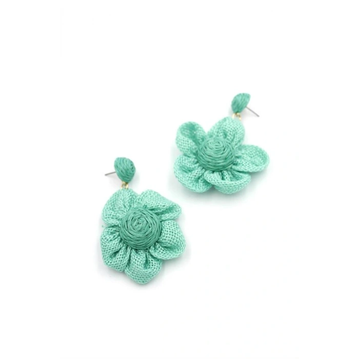 Papatya Hasır Küpe - Turkuaz