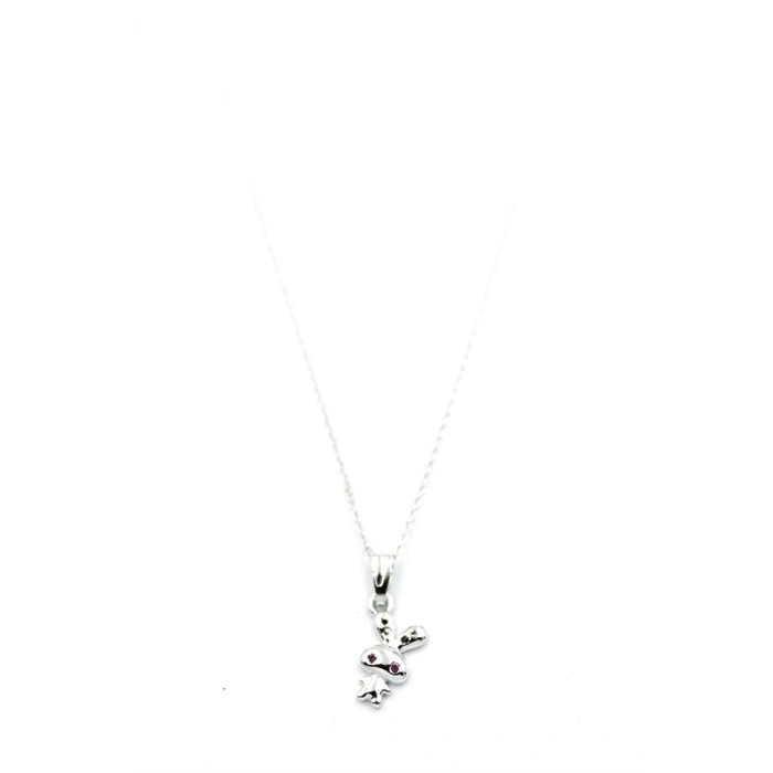 Peluş Tavşan Figürü Kolye - Gümüş