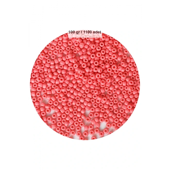 Pembe Renk 4 mm Yaklaşık 1100 adet / 100 gram Cam Boncuk Oya Yazma Bileklik ve Kolye