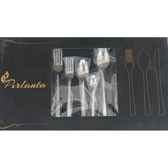 Pırlanta 30 Parça 6 Kişilik Çatal Kaşık Takımı 30 Parça Kutulu Hediyelik Çeyizlik Takım