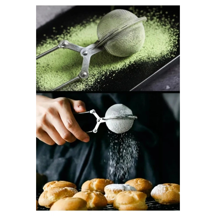 Pratik Paslanmaz Çelik Un Kakao Pudra Şekeri Eleği -maşalı Bitki Çayı Demleme Süzgeci