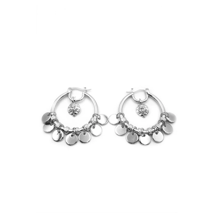 Pullu Halka Küpe - Gümüş