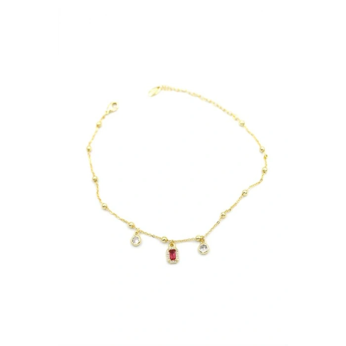 Renkli Taşlı Halhal - Kırmızı