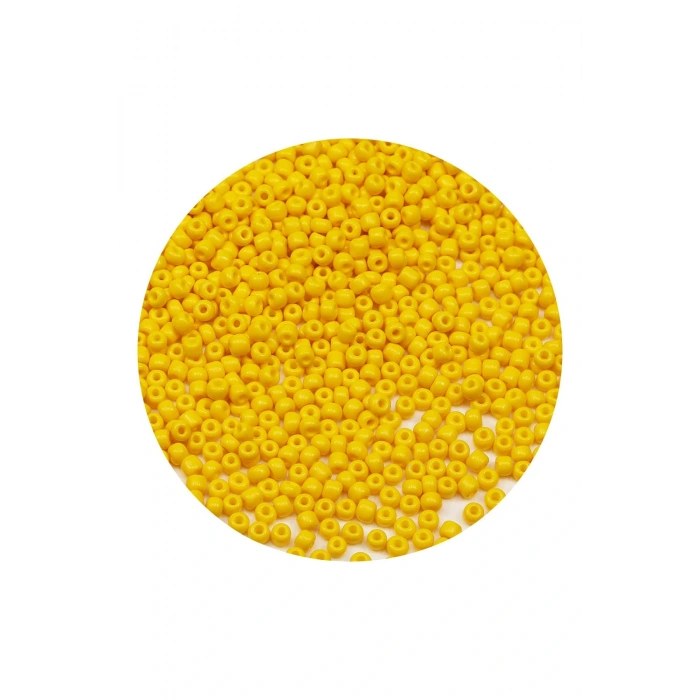Sarı Renk 4 mm Yaklaşık 1100 adet / 100 gram Cam Boncuk Oya Yazma Bileklik ve Kolye