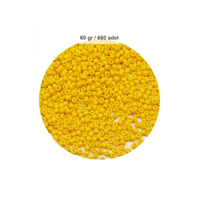Sarı Renk 4 mm Yaklaşık 660 adet / 60 gram Cam Boncuk Oya Yazma Bileklik ve Kolye