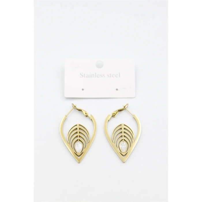 Sedef Yaprak Küpe - Altın