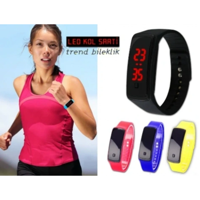 Siyah Ekranlı Led Kol Saati (kırmızı)