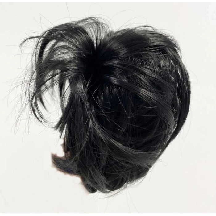 Siyah Renk Düz Model Hazır Telli Saç Şeklinde Peruk Postiş Toka