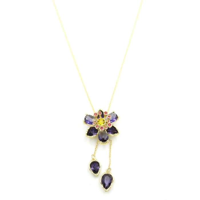 Swr Çiçek Kolye - Mor