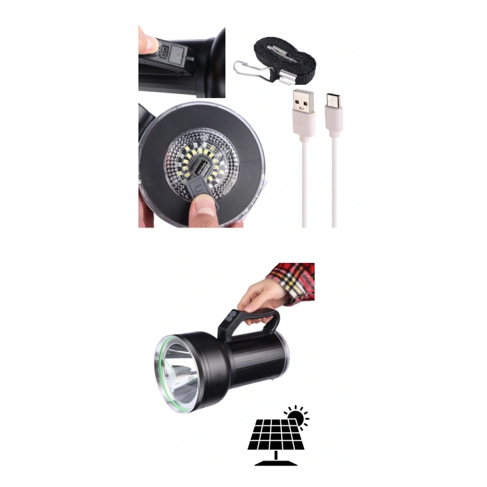 Taşınabilir Solar Şarjlı Led Fener Powerbank Özellikli Kamp Ve Acil Durum İçin Süper Parlak Işık