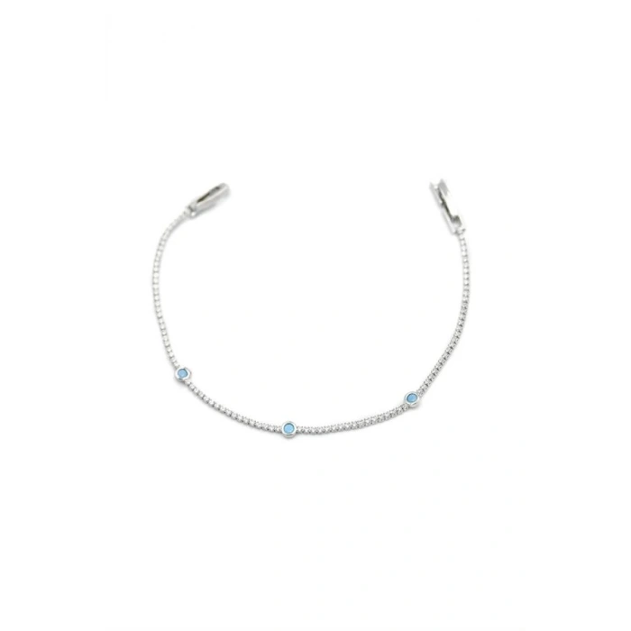 Taşlı Boncuk Bileklik - Gümüş