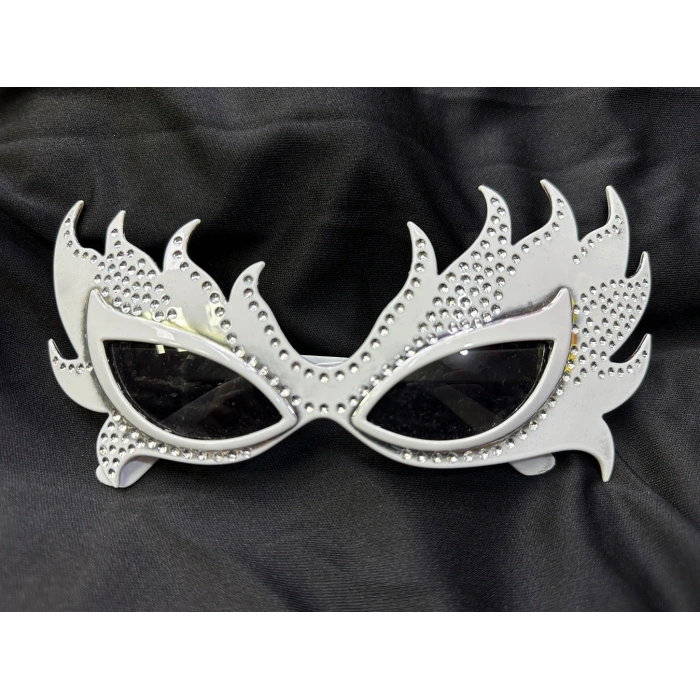 Taşlı Göz Kamaştıran Gecenin Yıldızı Beyaz Parti Alev Gözlük