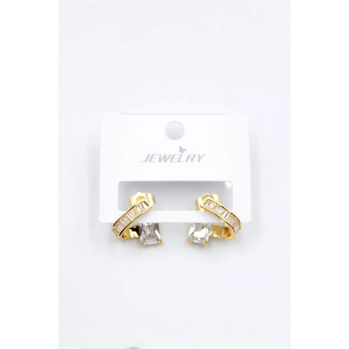 Taşlı Küpe - Altın