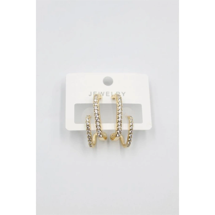 Taşlı Küpe - Altın