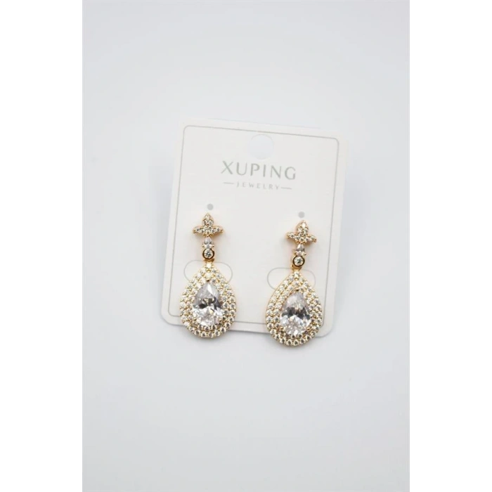 Taşlı Küpe - Beyaz