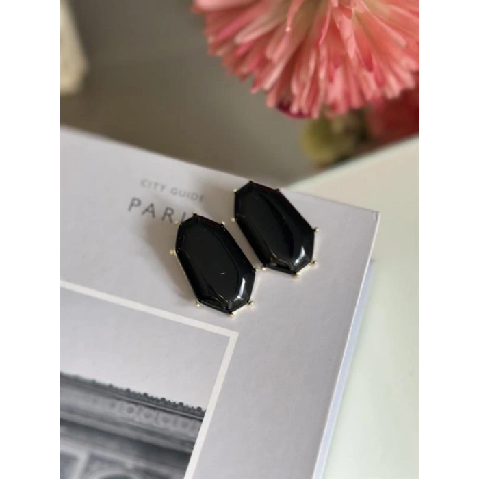 Taşlı Küpe - Siyah