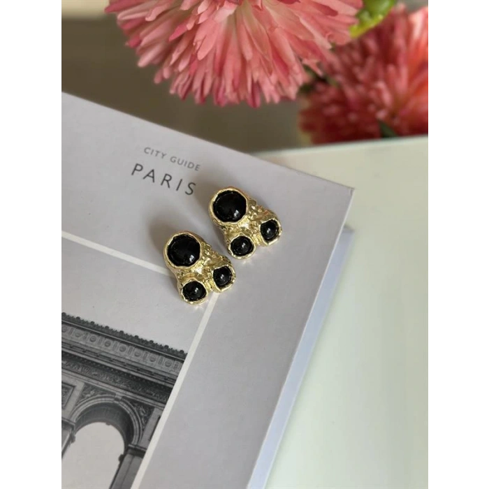 Taşlı Küpe - Siyah