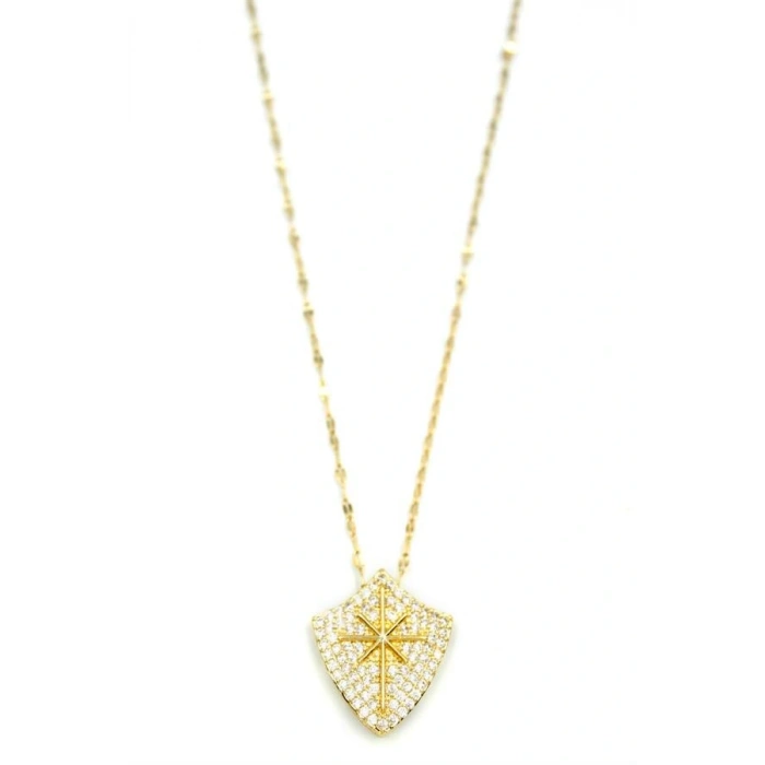 Taşlı Kutup Yıldızı Kolye - Altın