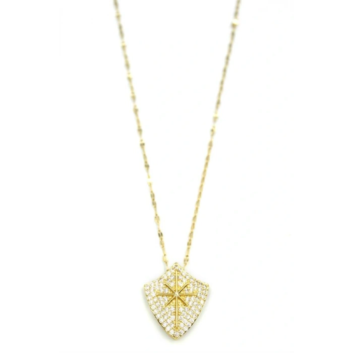 Taşlı Kutup Yıldızı Kolye - Altın