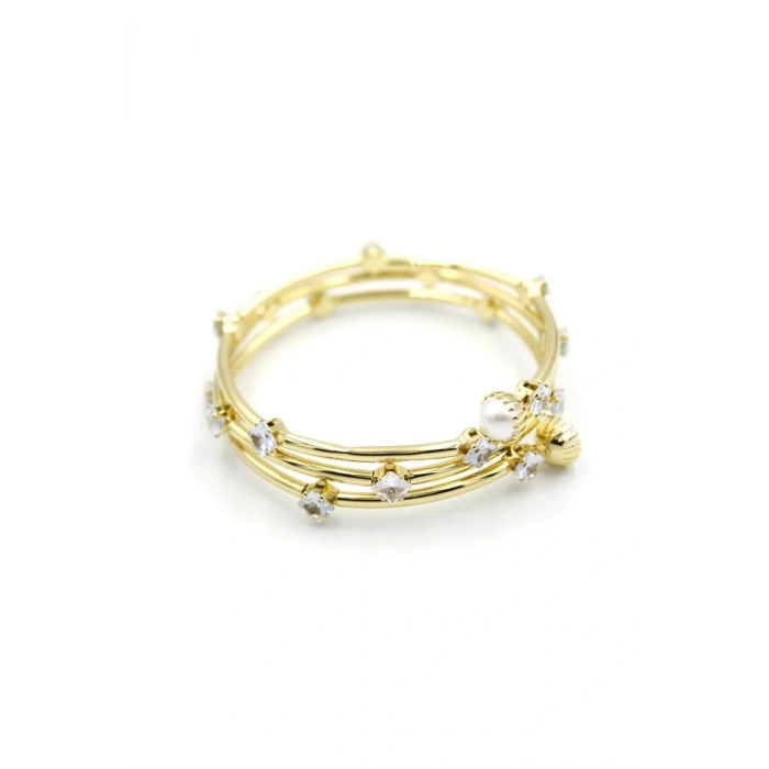 Taşlı Sarmal Bilezik - Altın