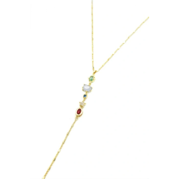 Taşlı Y Kolye - Altın