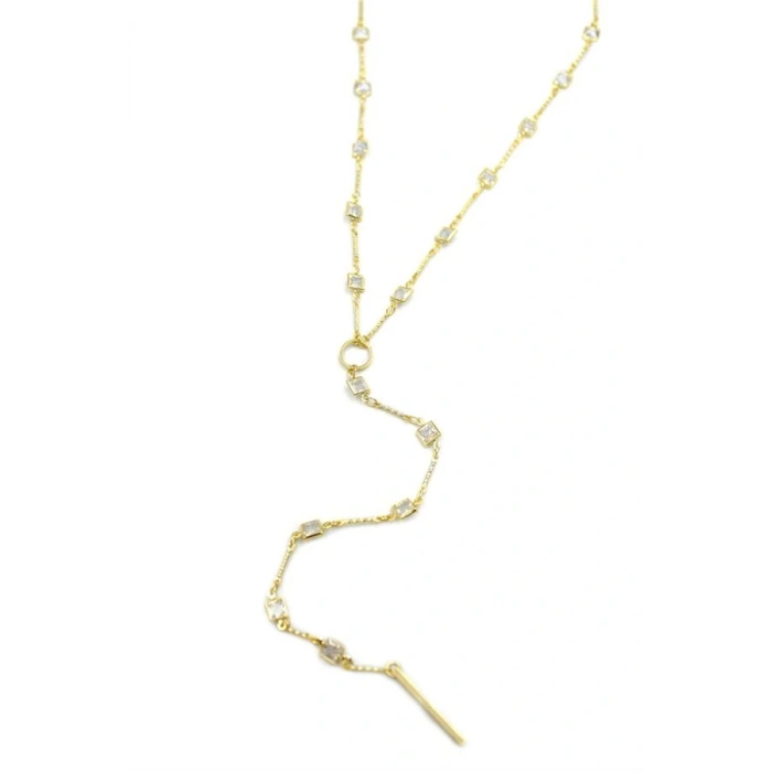 Taşlı Y Kolye - Altın