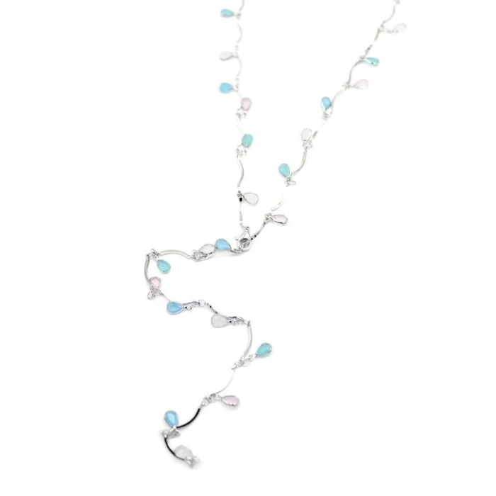 Taşlı Y Kolye - Gümüş