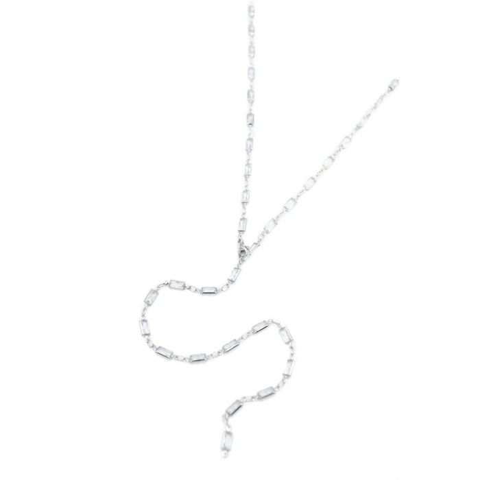 Taşlı Y Kolye - Gümüş