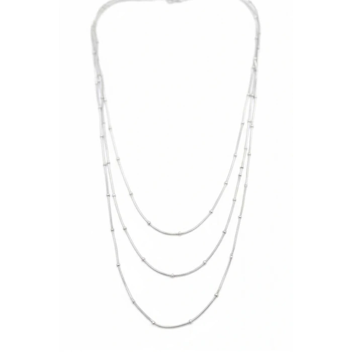 Top Boncuk Zincir Kolye - Gümüş