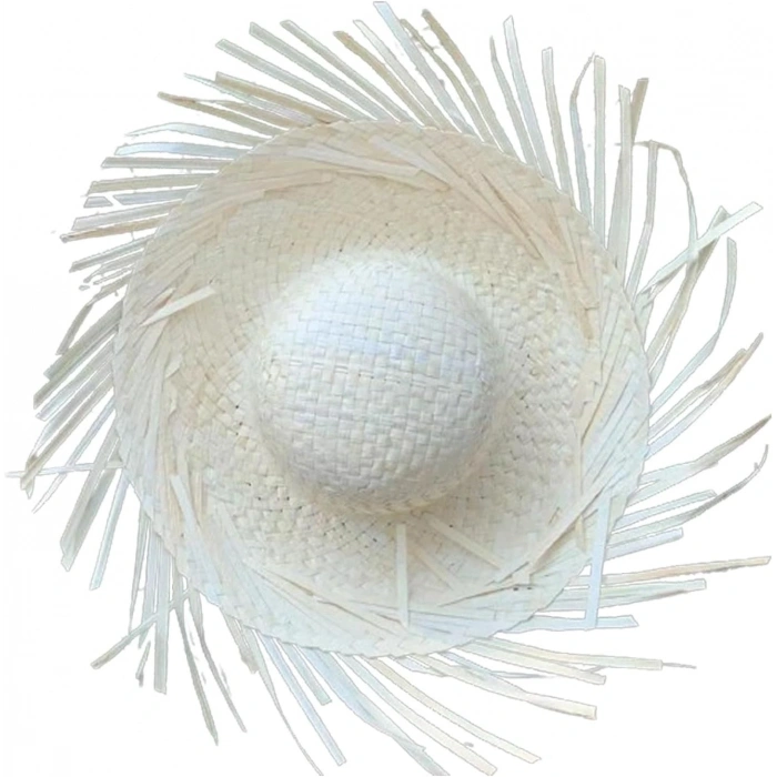 Tropikal Parti Beyaz Hasır Hawaii Şapkası 13x36 Cm