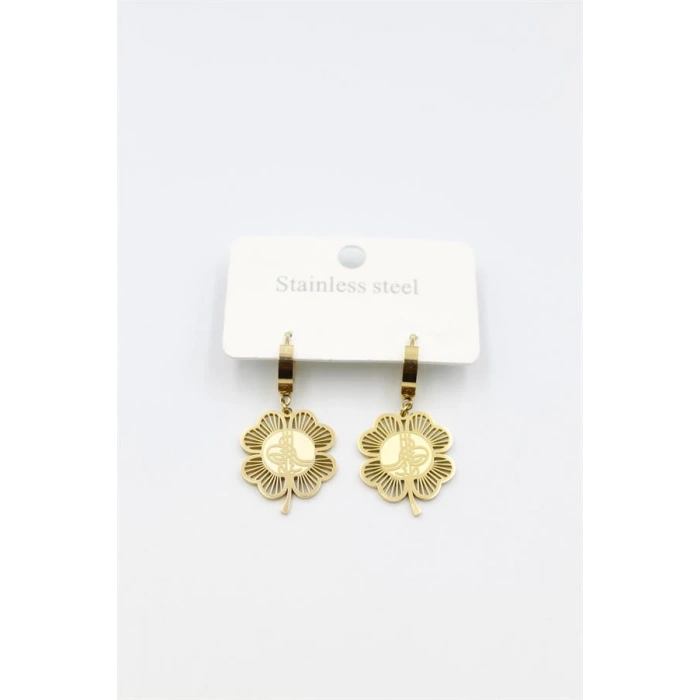 Tuğra Yonca Küpe - Altın