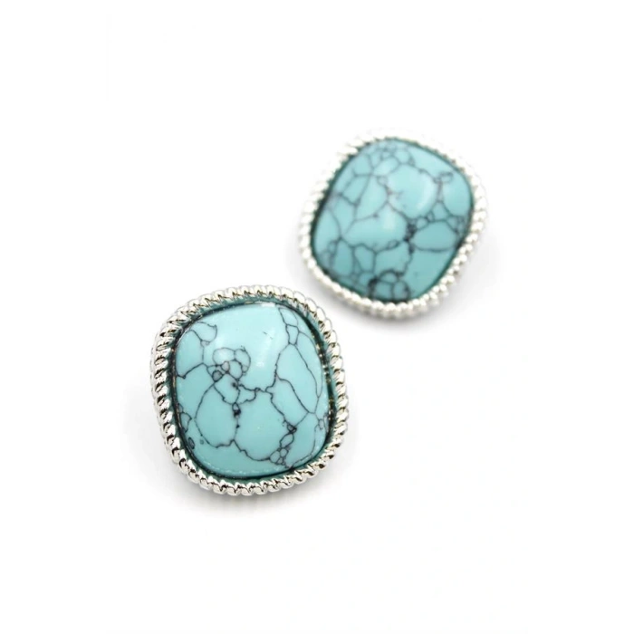 Turkauz Taşlı Küpe - Gümüş