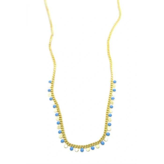 Turkuaz Pullu Kolye - Altın