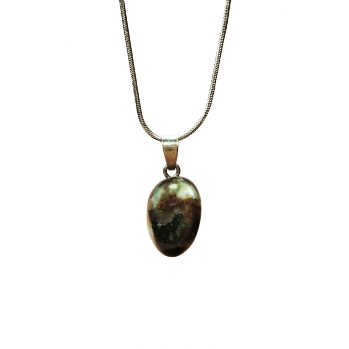 Turmalin Doğal Taşı Zincirli El Yapımı Kolye Uç: 2 cm Zincir: 20 cm Kutulu