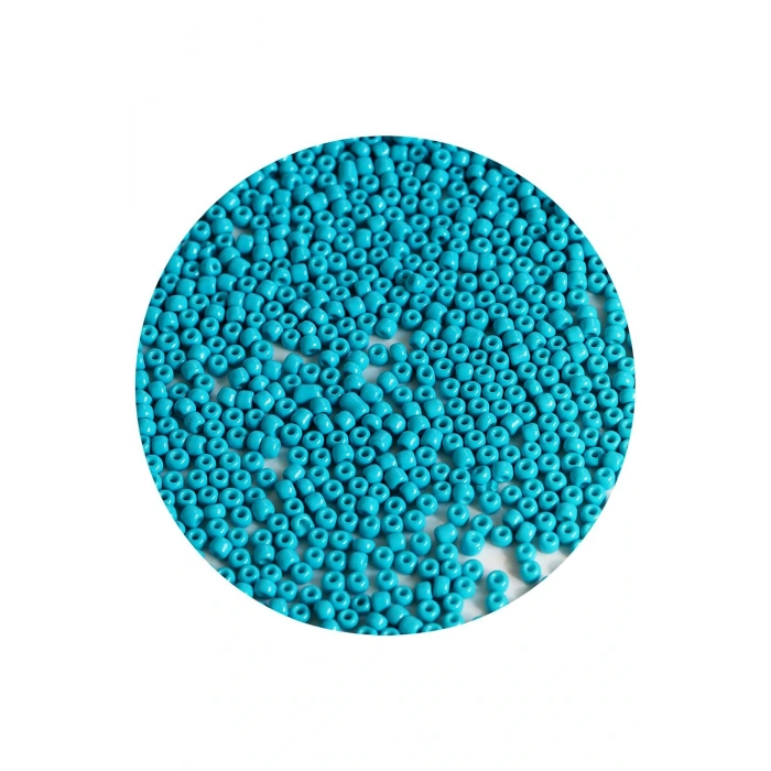 Turquaz Mavi Renk 4 mm Yaklaşık 1100 adet / 100 gram Cam Boncuk Oya Yazma Bileklik ve Kolye