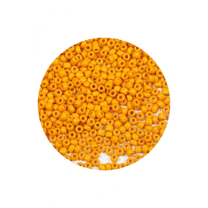 Turuncu Renk 4 mm Yaklaşık 1100 adet / 100 gram Cam Boncuk Oya Yazma Bileklik ve Kolye