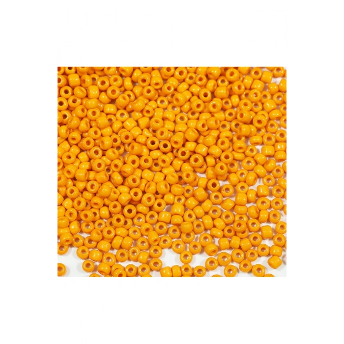 Turuncu Renk 4 mm Yaklaşık 1100 adet / 100 gram Cam Boncuk Oya Yazma Bileklik ve Kolye