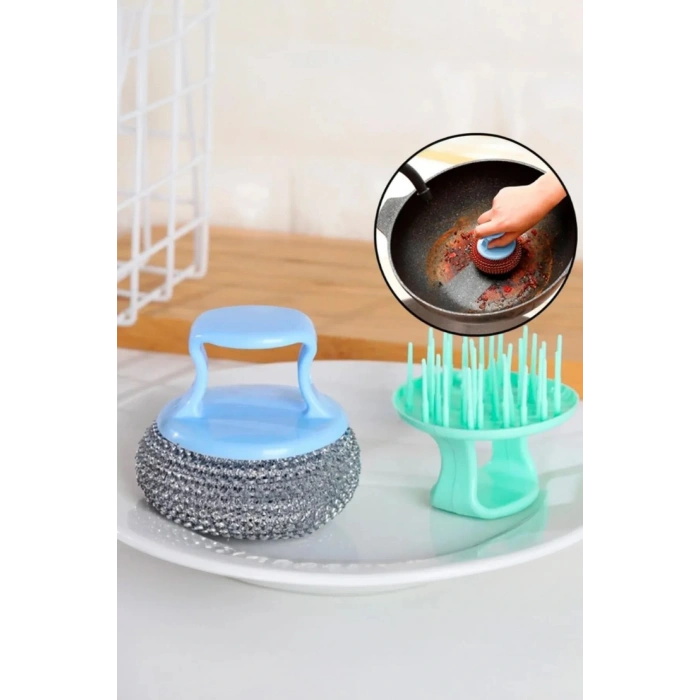 Tutacaklı Paslanmaz Çelik Top Bulaşık Ovma Teli Bulaşık Temizleme Fırçası Yıkama Süngeri