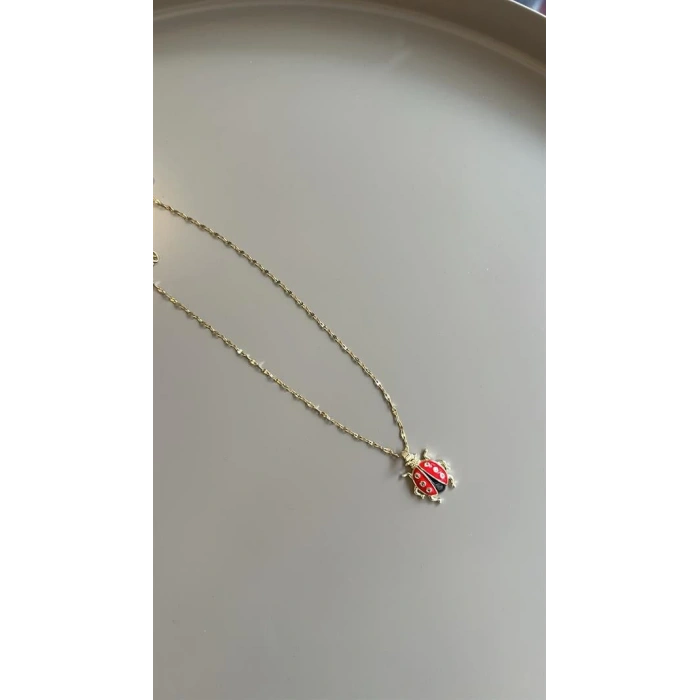 Uğur Böceği Kolye - Kırmızı