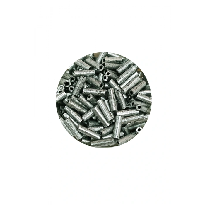 Uzun Boru Kesme Boncuk Çap 2mm Uzunluk 10 mm - 20 Gram - Desenli Gümüş - BNC244