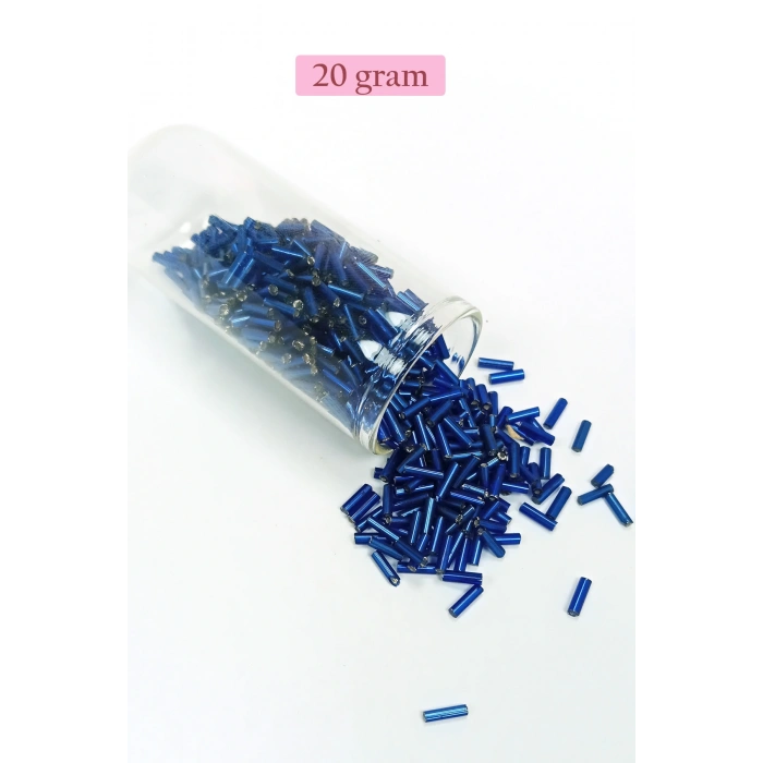 Uzun Boru Kesme Boncuk Çap 2mm Uzunluk 10 mm - 20 Gram - Lacivert - BNC233