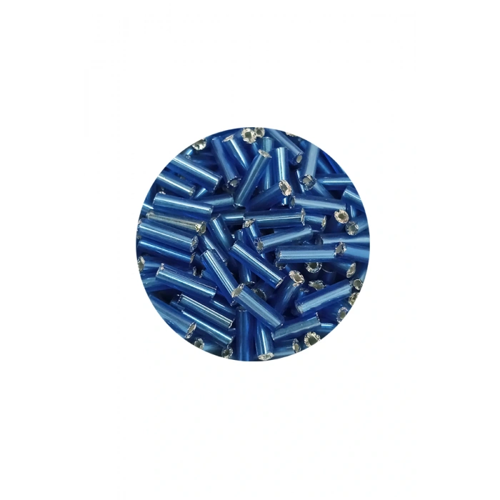Uzun Boru Kesme Boncuk Çap 2mm Uzunluk 10 mm - 20 Gram - Mavi - BNC242