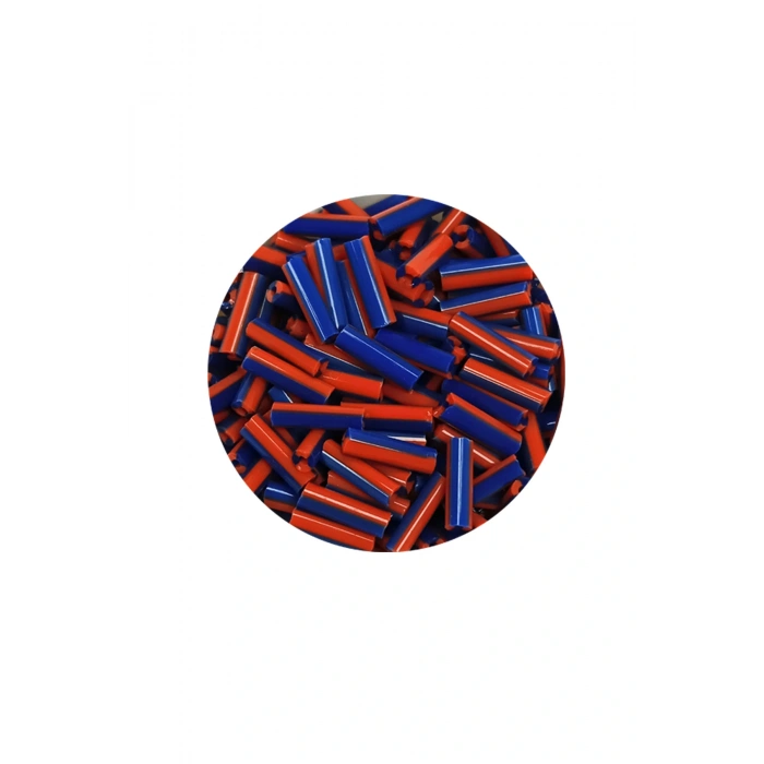 Uzun Boru Kesme Boncuk Çap 2mm Uzunluk 10 mm - 20 Gram - Turuncu Mavi - BNC238
